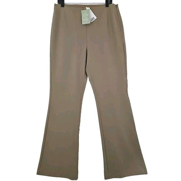 H&M ~ Woman Size 14~ Green High Rise Bootcut Career Wear Slacks Side Zipper NWT. - Picture 1 of 9
